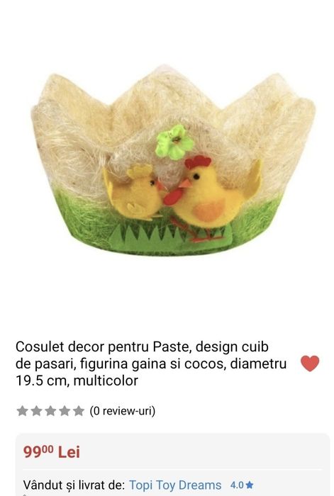 Cosulet decorativ de bucatarie cu pasari