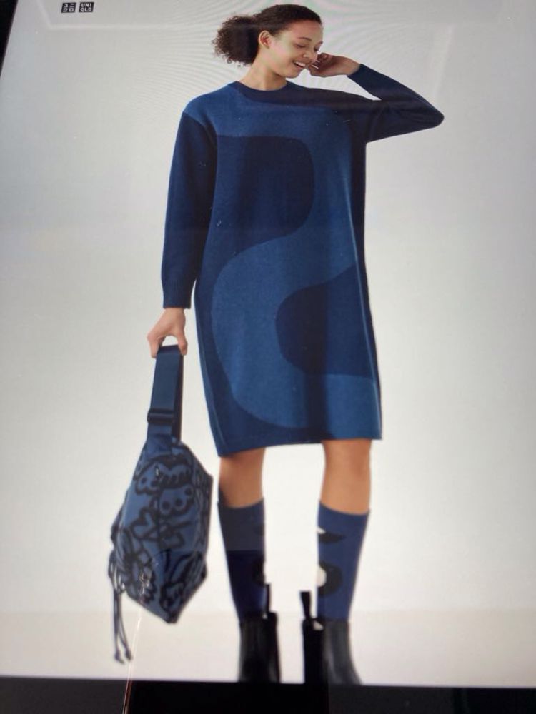 Рокля от Uniqlo / marimekko - синя и рокля-бяла , екрю.