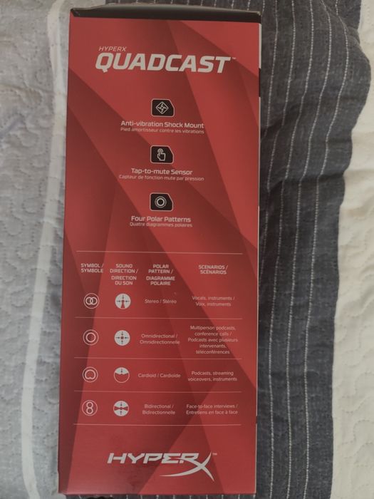 Microfon HyperX QuadCast, USB, stereo/omnidirectional/cardioid/bidirec