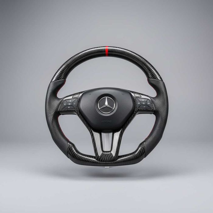Премиум волан за Mercedes – карбон и перфорирана кожа, Plug and Play!