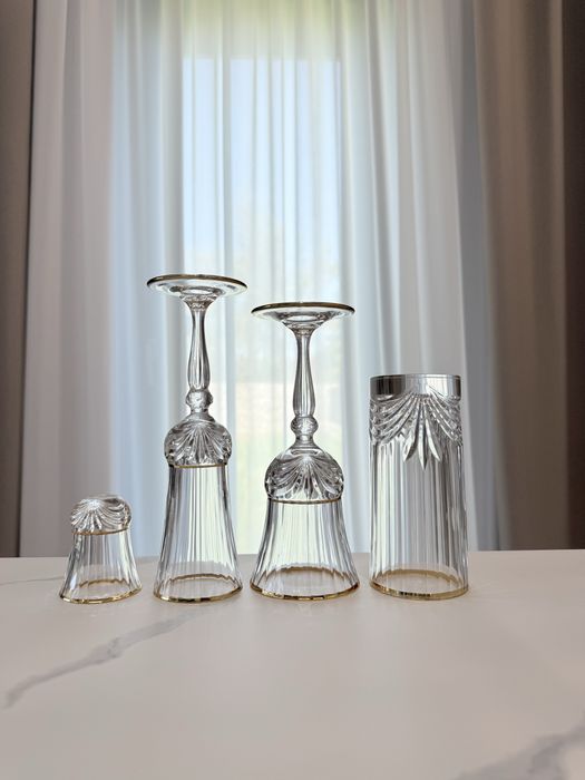 Set de 22 pahare Royar Crystal Rock, Cristal Italian, cu aurire