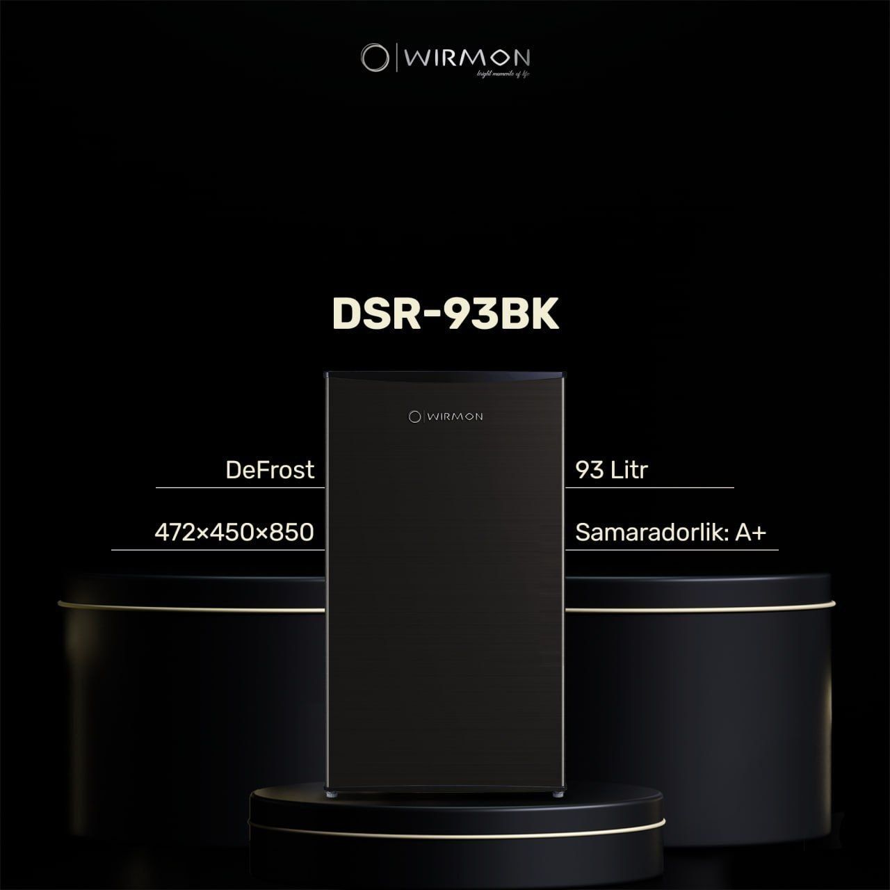 Холодильник WIRMON DSR-93BK (RETRO) DTF-204DG +доставка бонус 2025 NEW