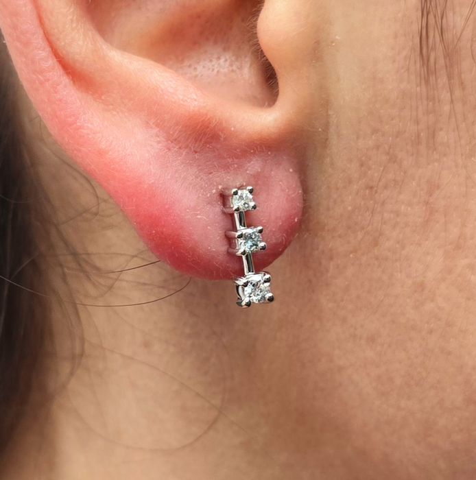 Cercei din aur alb 14k cu diamante naturale