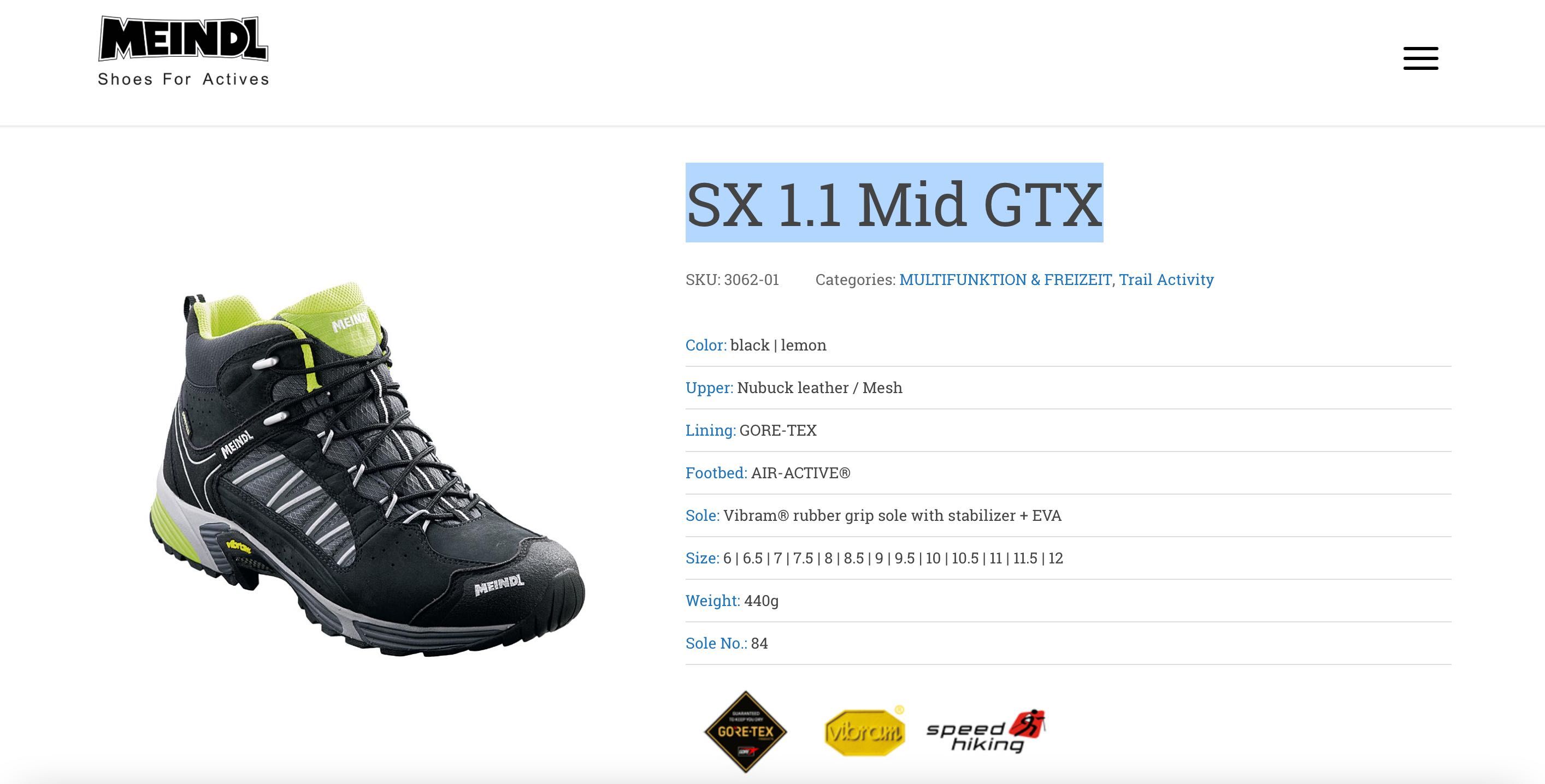 Ghete Official Meindl SX 1.1 Mid GTX marimea  44