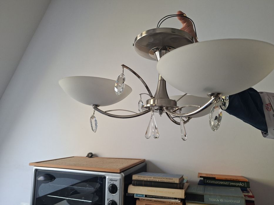 Стъклен полилей с висулки -  2 броя