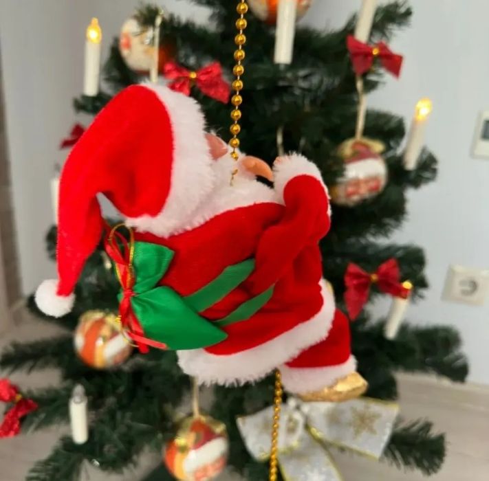 Музыкальный Дед Мороз на веревке двигается верх, вниз