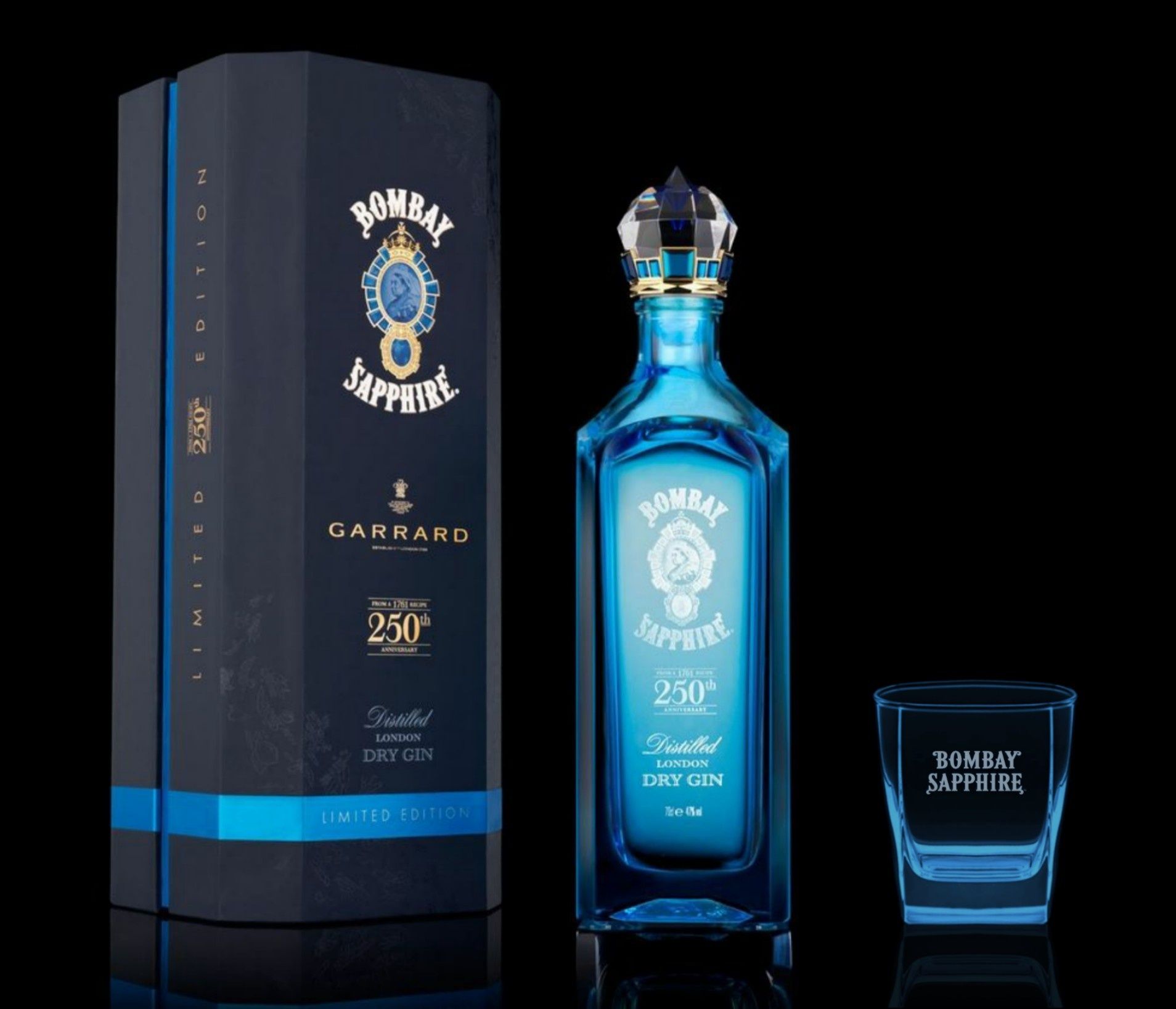 RARITATE - SET 3 Pahare de gin, Sapphire Bombay, editie foarte rara