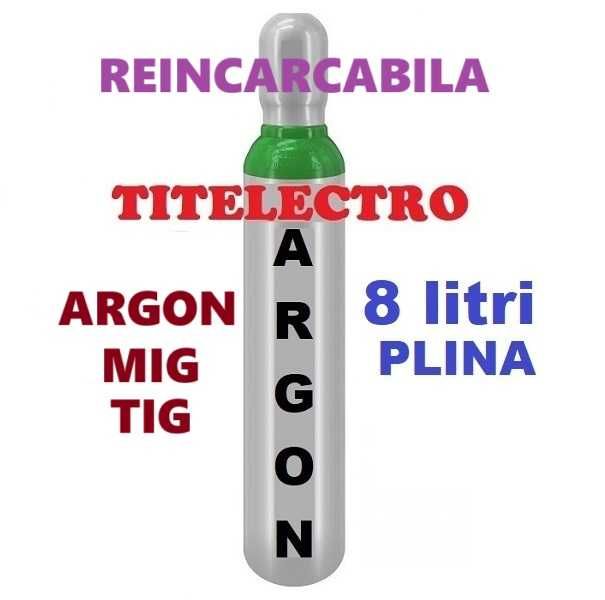 Butelie tub argon PLINA, 8 litri 200 bari, sudura MIG-MAG sau TIG WIG