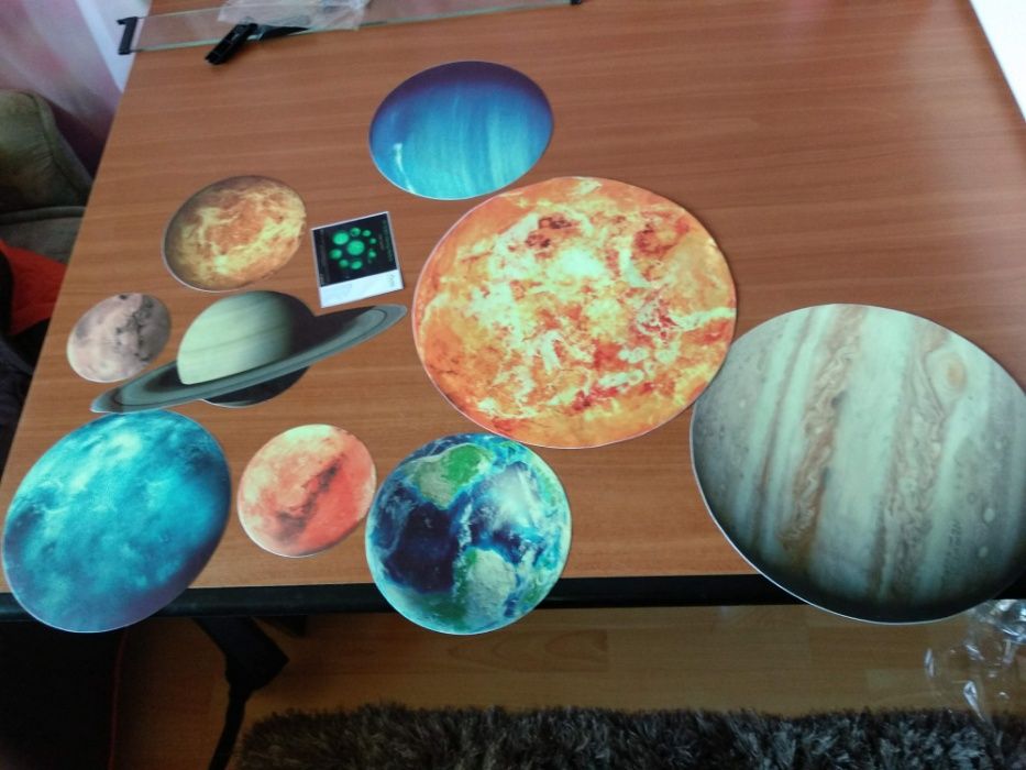 Sticker perete living sistemul solar planete fosforescent 9buc mare