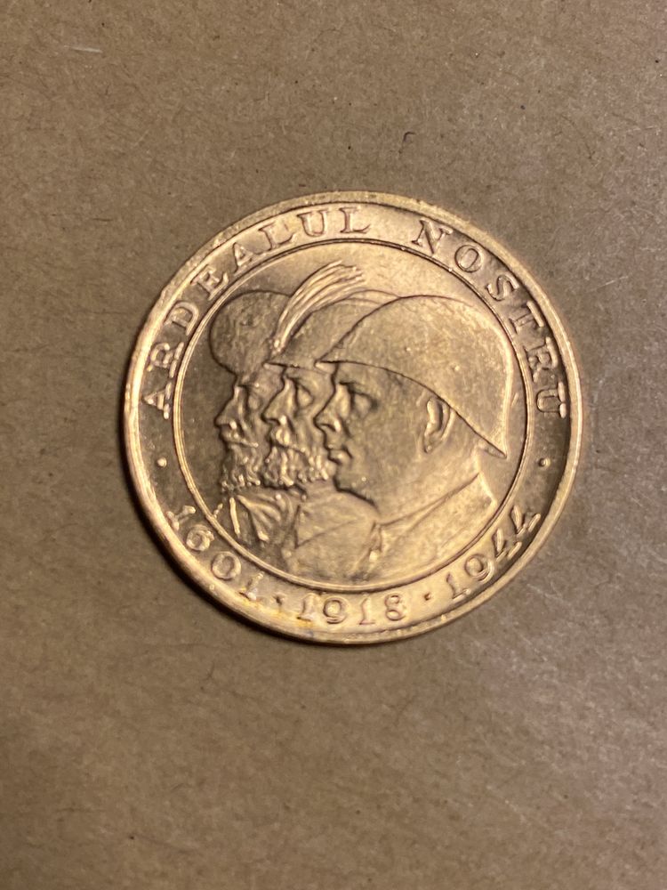 Moneda aur Ardealul Nostru Romania 1944, 6,55 grame, 22 k