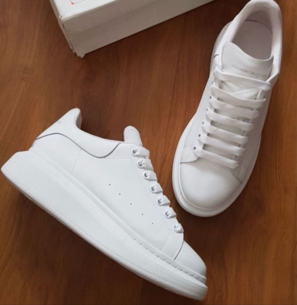 Adidasi Alexander Mcqueen piele naturala FULL WHITE alb