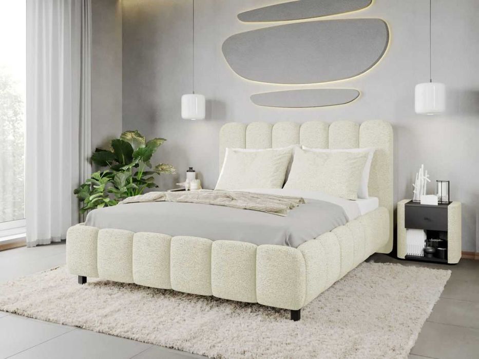 Pat Tapitat Bari Alb Coral 15 cu somiera rabatabila si lada