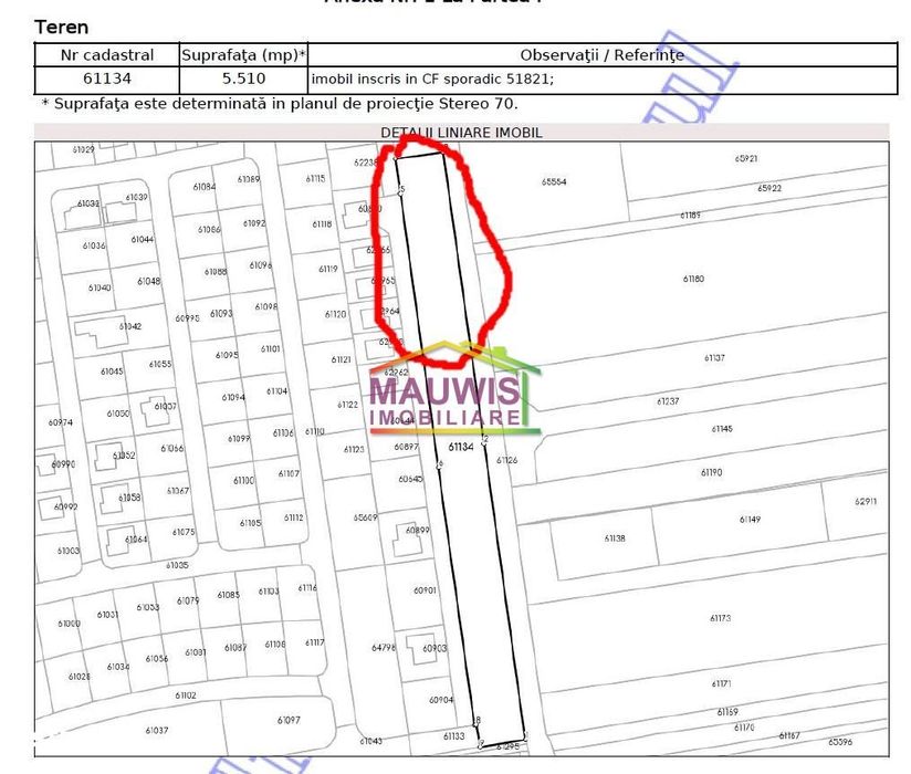 Vand un lot de teren cu suprafata de 1000 mp in zona Tunari