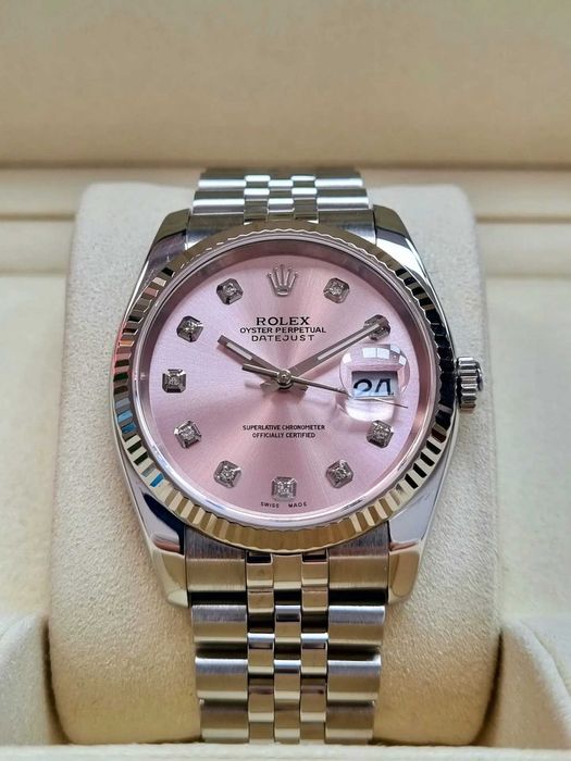 rolex datejust 36mm silver pink