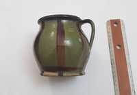 Cana oala de lut smaltuit, ceramica populara veche