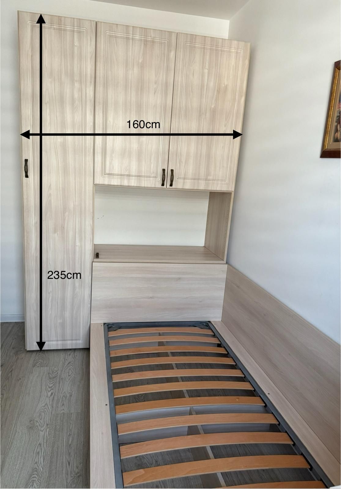 Pat +Dulap + raft din MDF - ideal pentru o singură persoana