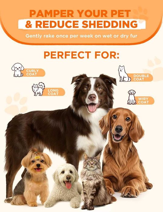 Четка за кучета FEELNEEDY за груминг, двустранна, акумулаторна, IPX6