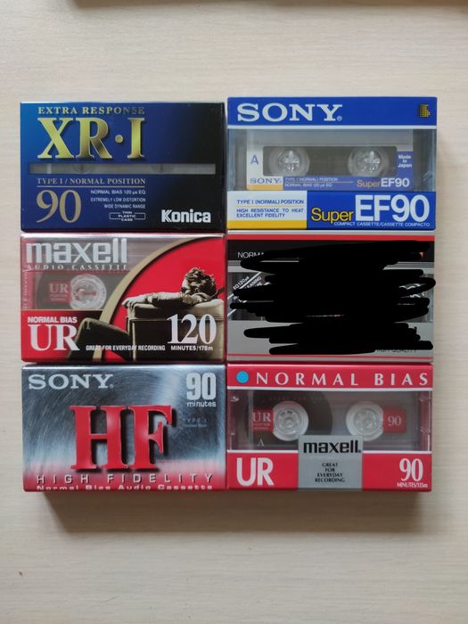 Аудиокассеты Sony Maxell LG Saehan Konica, новые, запечатанные.