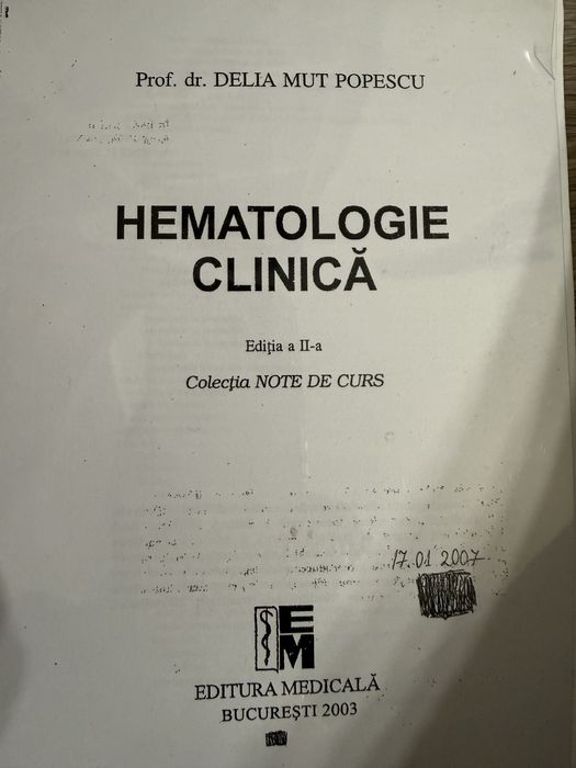 Hematologie clinica note de curs