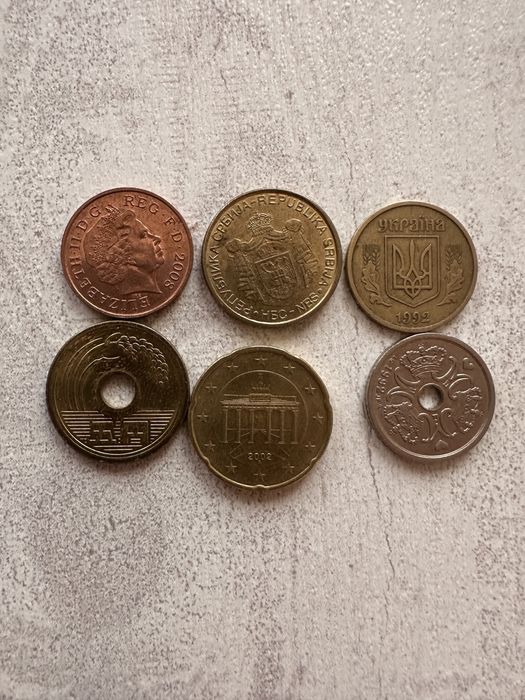 Монеты разных стран от 1992 по 2007г