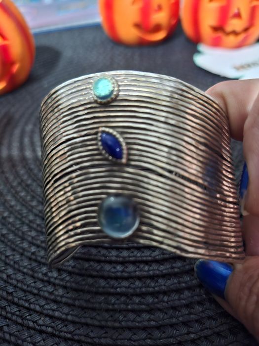 Bratara GAS cu opal lapis lazuli si alexanrit Hong Kong 5 cm latime