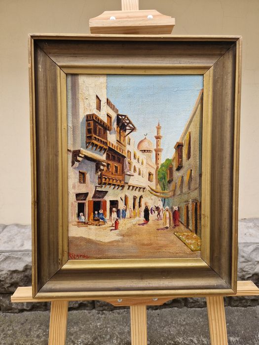 Страхотна антикварна майсторска картина масло върху платно