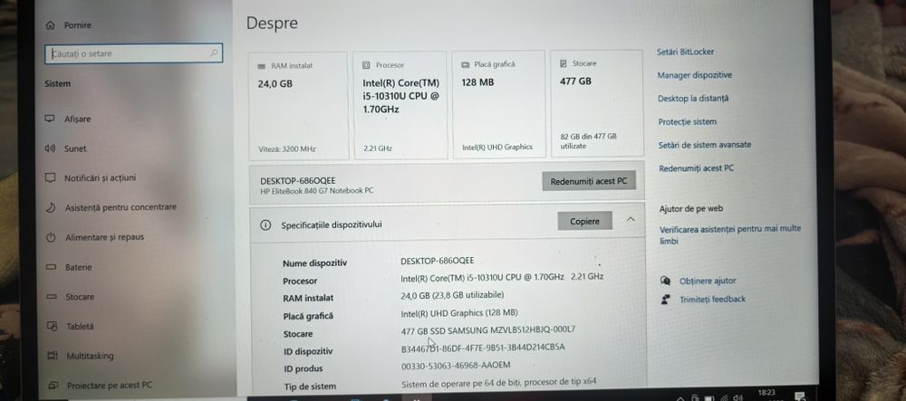 Laptop HP EliteBook 14_i5 10310U--24GB DDR4--512GB SSD--Metal / NOU--