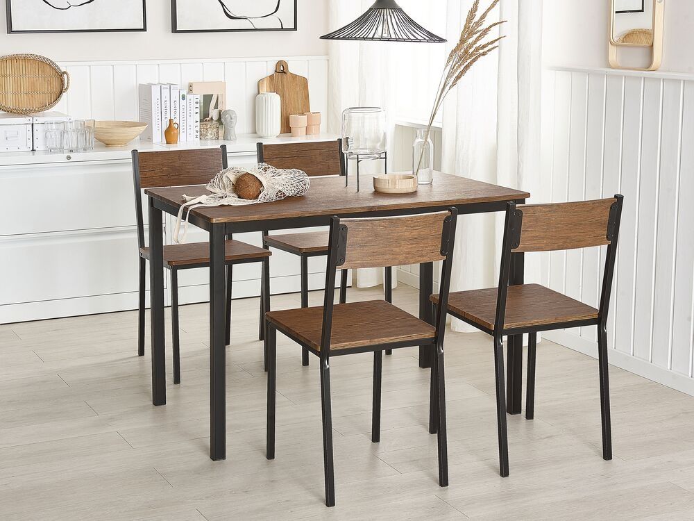 Set masă dreptunghiulară si 4 scaune, cu un design modern din lemn, Be