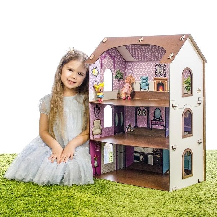 Кукольный трехэтажный домик в идеальном состоянии