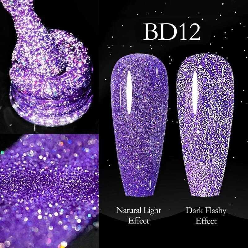Venalisa светещ блестящ гел лак неон / серия Reflective Glitter