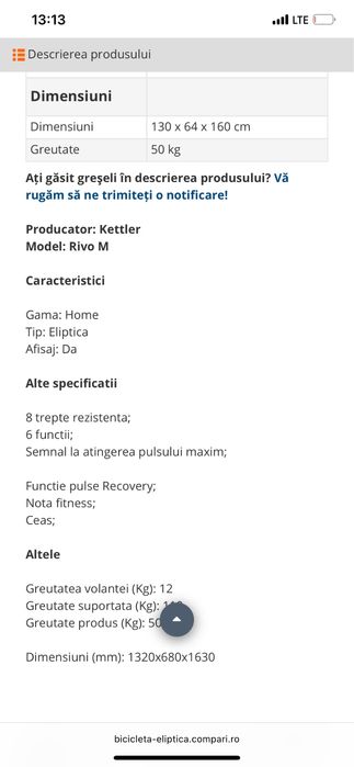 Bicicleta eliptica kettler rivo M