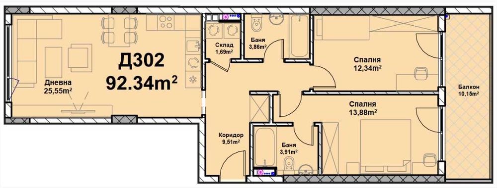 Продава се Тристаен апартамент в София, Полигона - 110 кв.м за 1794 €/кв.м - Снимка #13