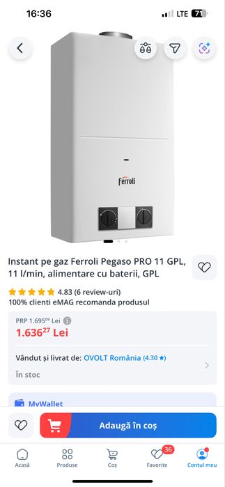 Instant pe gaz Ferroli Pegaso pro