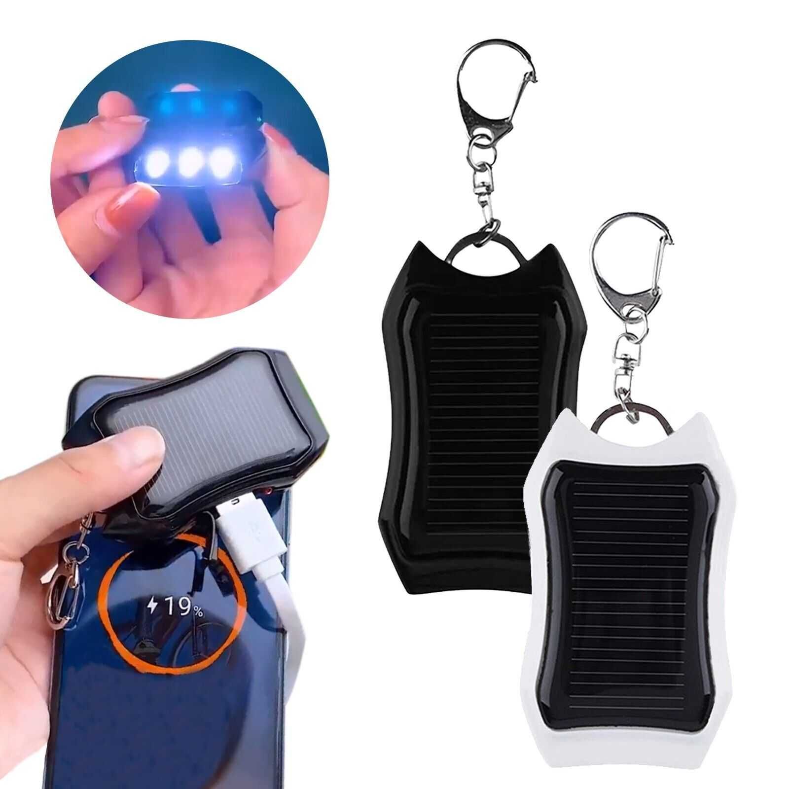 Solar Power Bank Keychain with LED Torch
