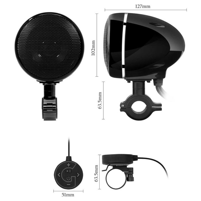 Boxe motocicleta SPK350LEDB, Negru
