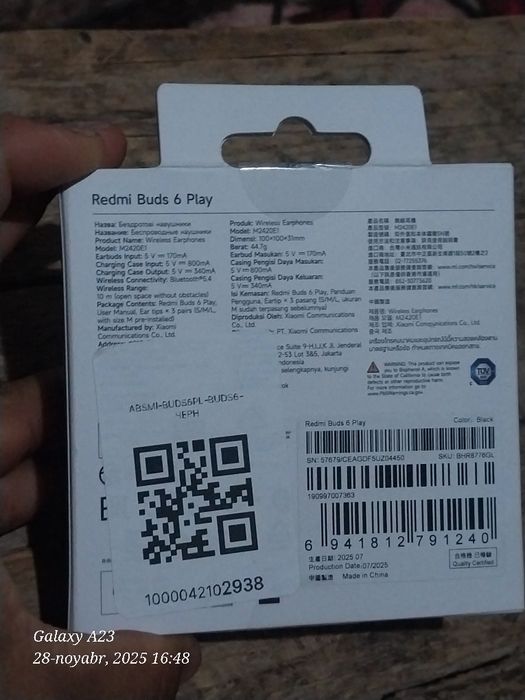 Navushnik Redmi buds play 6 qora rangli