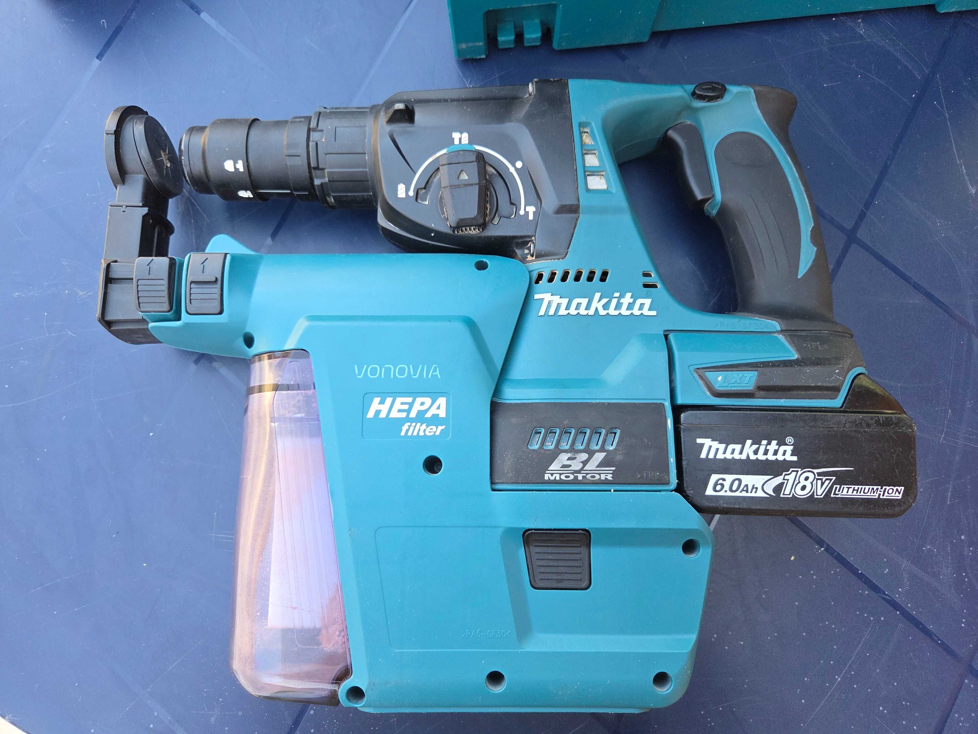 Makita DHR243 + DX02 прахоуловител – професионален перфоратор 18V
