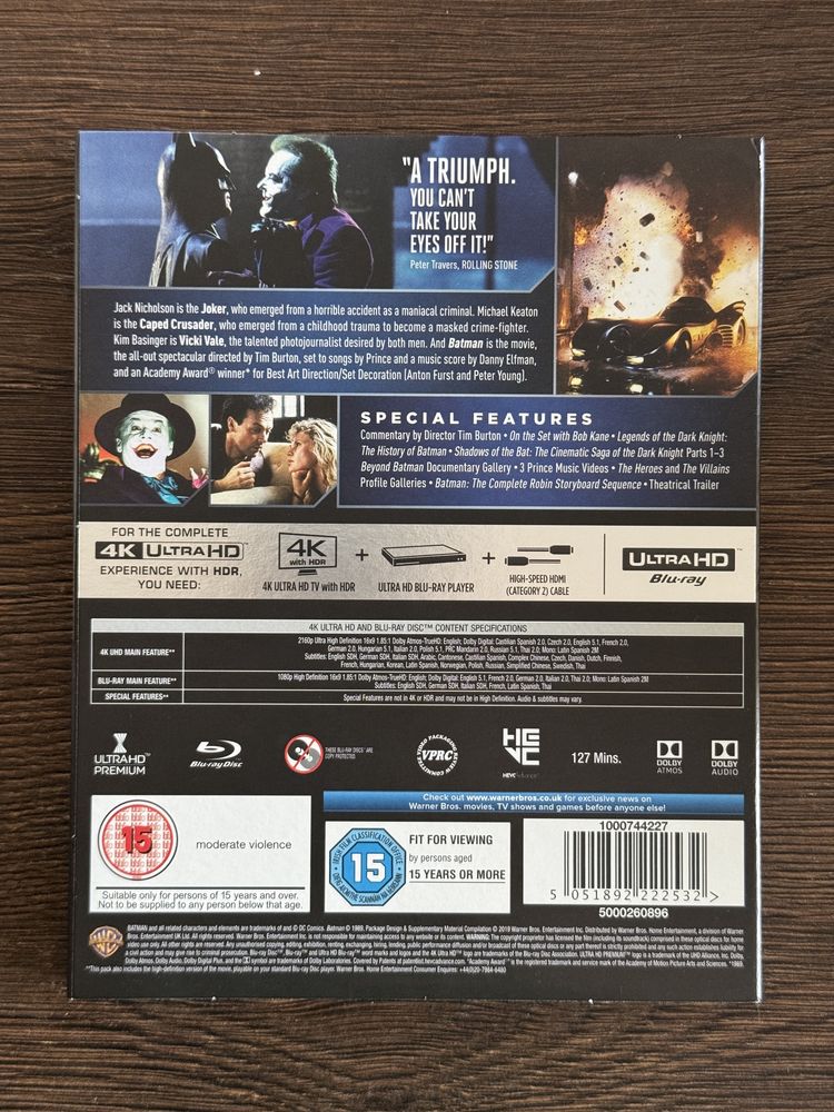 Film Batman 1989 slipcover 4k UHD Ultra HD fara subtitrare RO