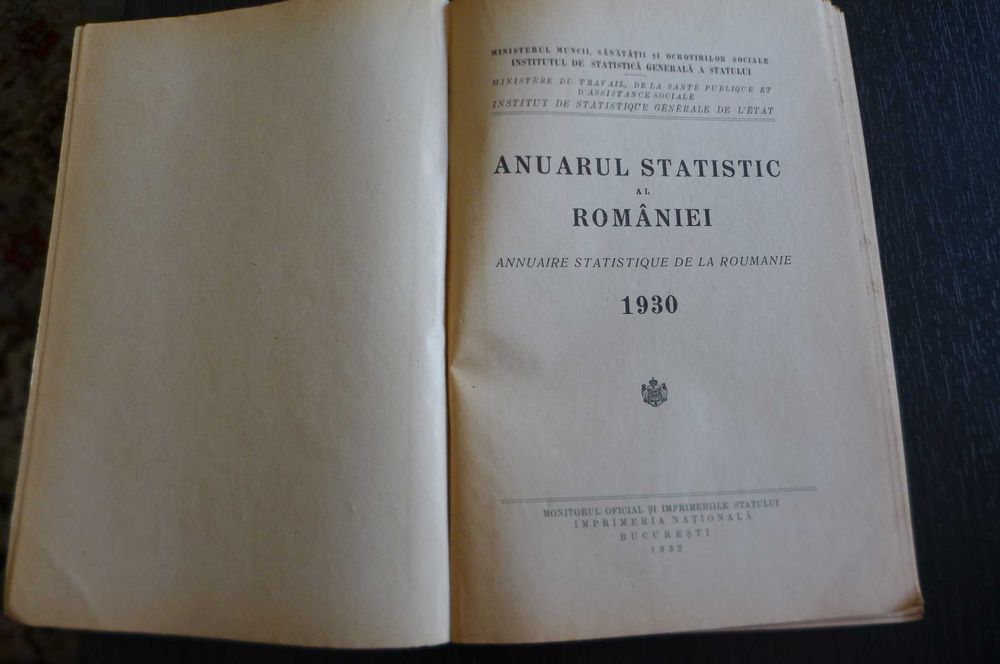 Anuarul Statistic Al Romaniei 1930 - limba franceza Scos in 1932 RAR