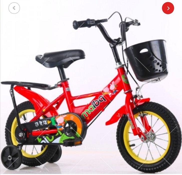 Детски велосипед с кош, помощни колела