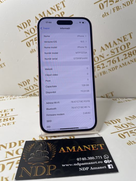 NDP Amanet Braila Iphone 15 128gb (41859)