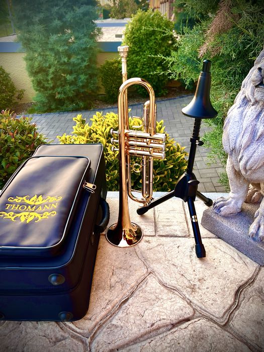 Trompetă Thomann – stare impecabilă + cutie premium + stativ inclus