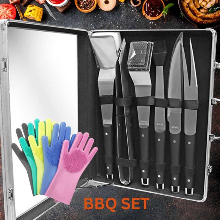 Комплект за барбекю 6 в 1  + подарък ръкавици
