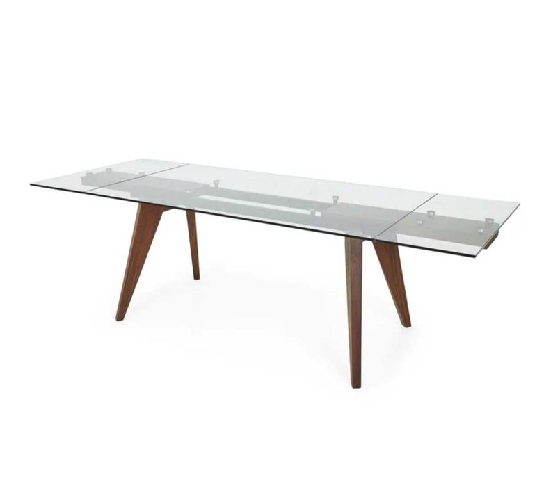 Vand masa extensibila Ella, lemn masiv/sticla securizata