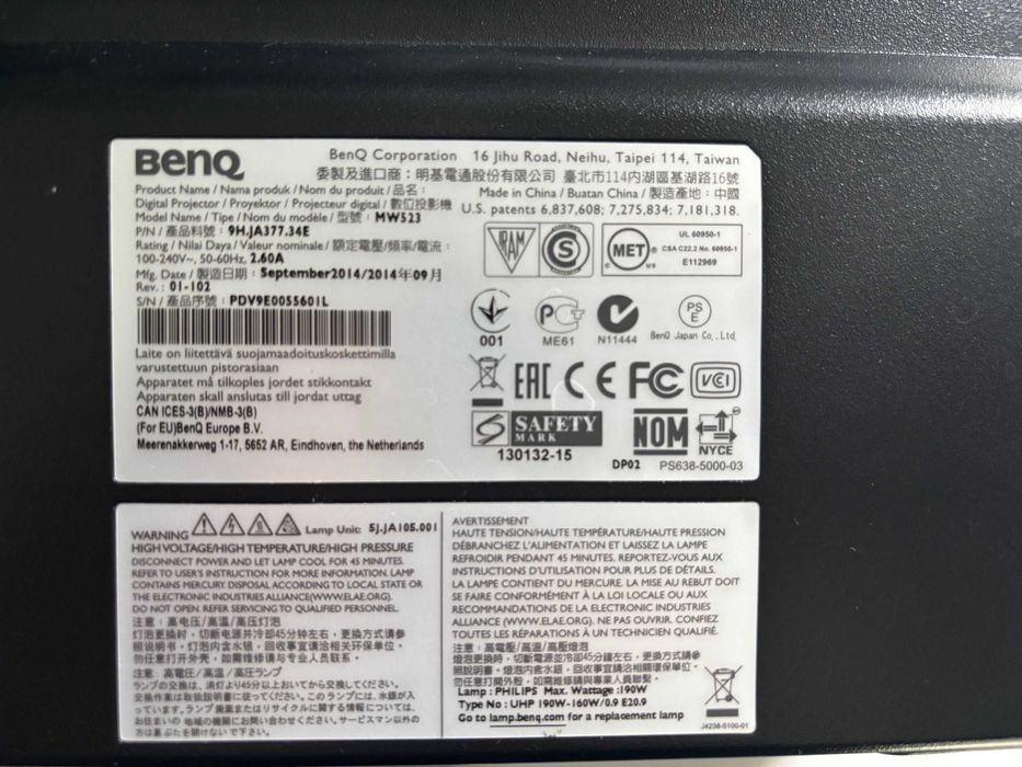 Videoproiector BenQ 3D MW523, Negru