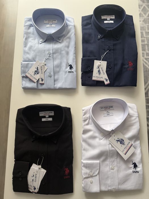 Pachet 1+1 Camasa Polo U.S Assn. Alb, Negru, Belumarin, Albastru, M