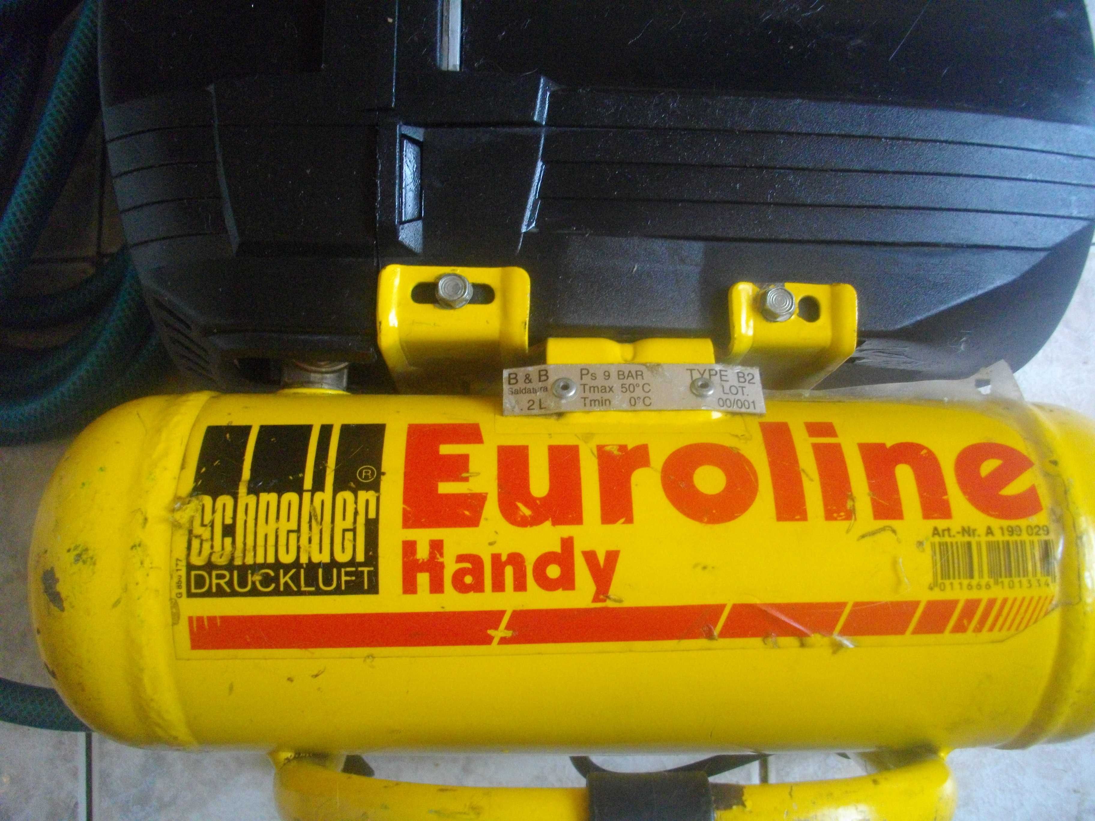 Малък  Безмаслен Бутален Компресор-2L-9bar-12Kg-Scheider Euroline Hand