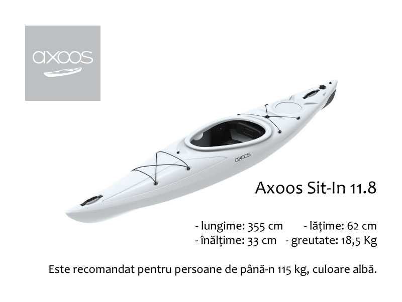 Caiac Axoos, model Sit-In 11.8, 3.55 metri lungime, culoare alba