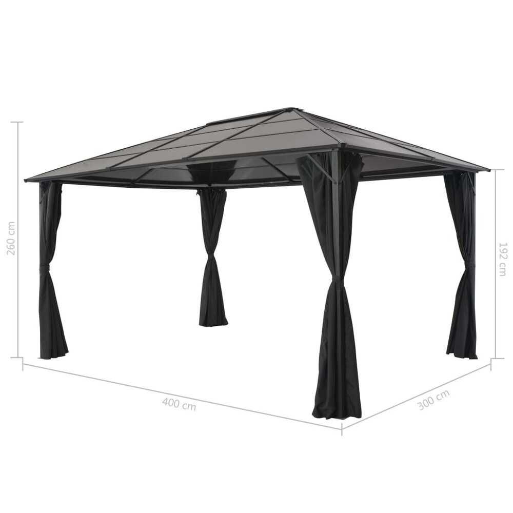 Шатра с пердета, алуминий, 4x3x2,6 м, черна