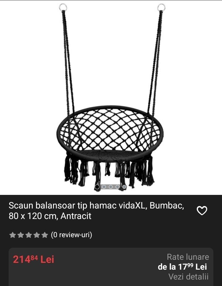 Scaun balansoar tip hamac vidaXL